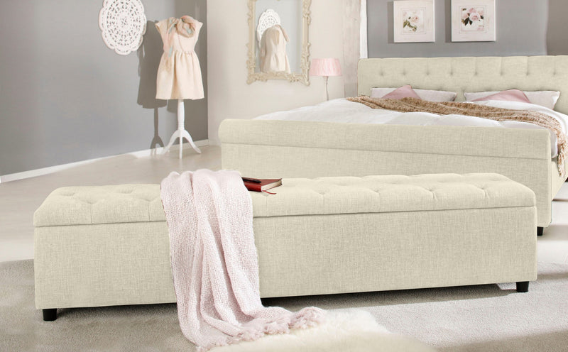 Bancheta tapitata Goronna, cu spatiu de depozitare, 180 cm - LunaHome.ro