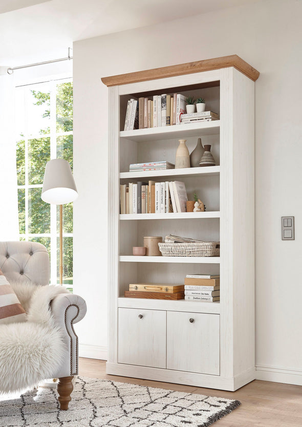 Biblioteca »Westminster« din MDF cu aspect de lemn alb, 97 cm latime - LunaHome.ro