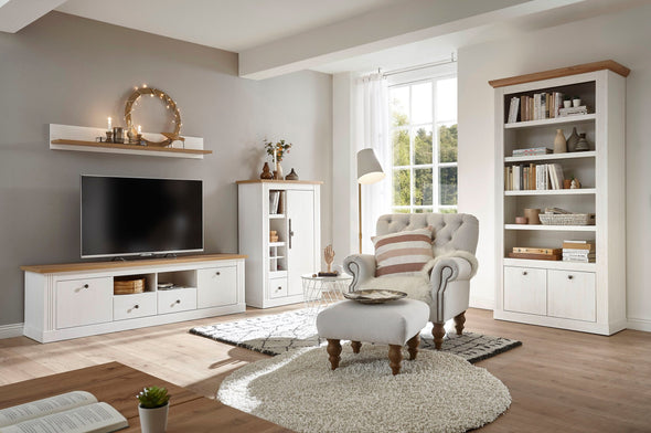 Biblioteca »Westminster« din MDF cu aspect de lemn alb, 97 cm latime - LunaHome.ro