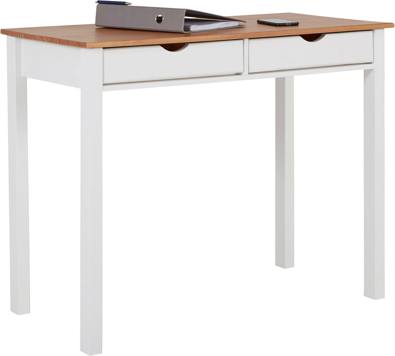 Birou Gava din lemn masiv de pin alb cu blat natur, 100 cm latime - LunaHome.ro