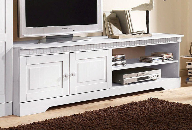 Comoda TV Cubrix din lemn masiv de pin alb rustic, latime 162 cm - LunaHome.ro