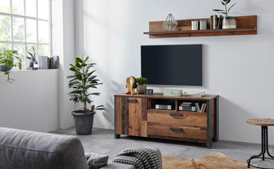 Comoda TV Forte cu aspect de lemn antichizat, 142 cm latime - LunaHome.ro