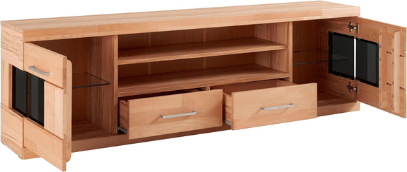 Comoda TV Woltra Ribe cu fronturi din lemn de fag, 180 cm latime - LunaHome.ro