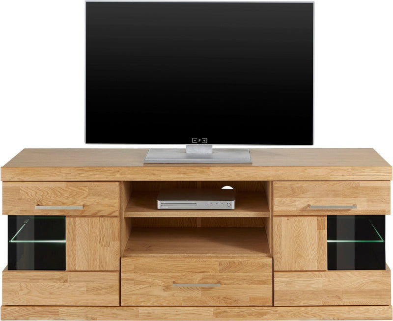 Comoda TV Woltra Ribe cu fronturi din lemn de stejar, 140 cm latime - LunaHome.ro