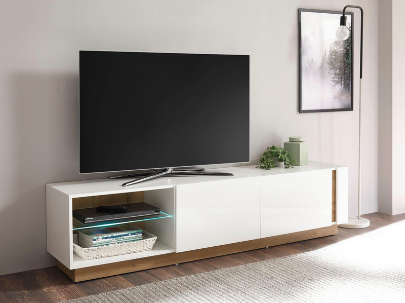 Comoda TV »CLAiR Lowboard« alb lucios cu design modern, lățime 188 cm - LunaHome.ro