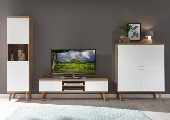Comoda TV »Merle«, in design scandinav, culoare alb-stejar, latime 160 cm - LunaHome.ro