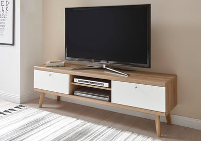 Comoda TV »Merle«, in design scandinav, culoare alb-stejar, latime 160 cm - LunaHome.ro