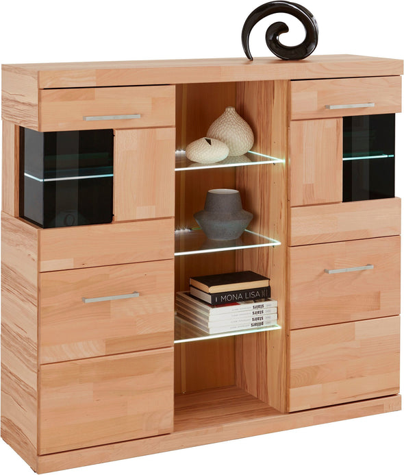 Comoda Woltra Ribe cu fronturi din lemn de fag, 125 cm latime - LunaHome.ro