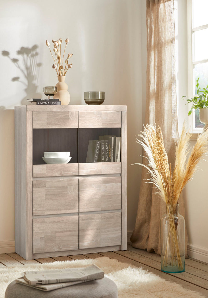 Comoda Woltra „Silkeborg” cu fronturi din lemn de stejar iberic, 90 cm latime - LunaHome.ro
