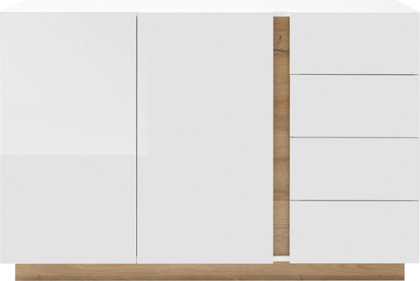 Comoda »CLAiR« alb lucios cu design modern, lățime 138 cm - LunaHome.ro