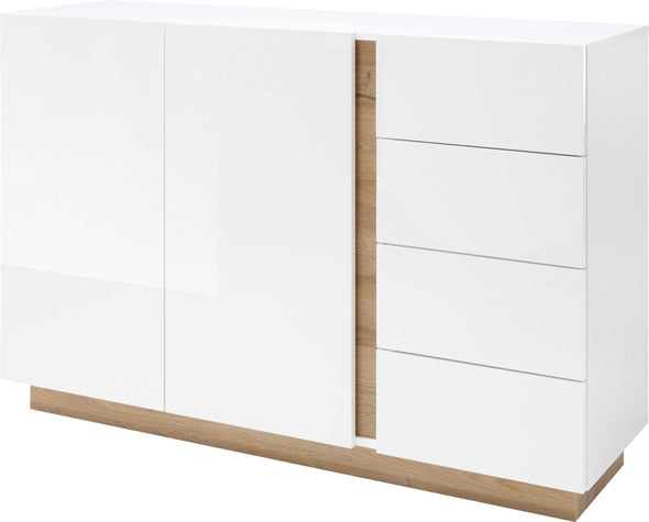 Comoda »CLAiR« alb lucios cu design modern, lățime 138 cm - LunaHome.ro