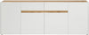 Comoda »City Giron« alba cu detalii de culoare stejar, design modern, 220 cm latime - LunaHome.ro