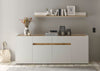 Comoda »City Giron« alba cu detalii de culoare stejar, design modern, 220 cm latime - LunaHome.ro