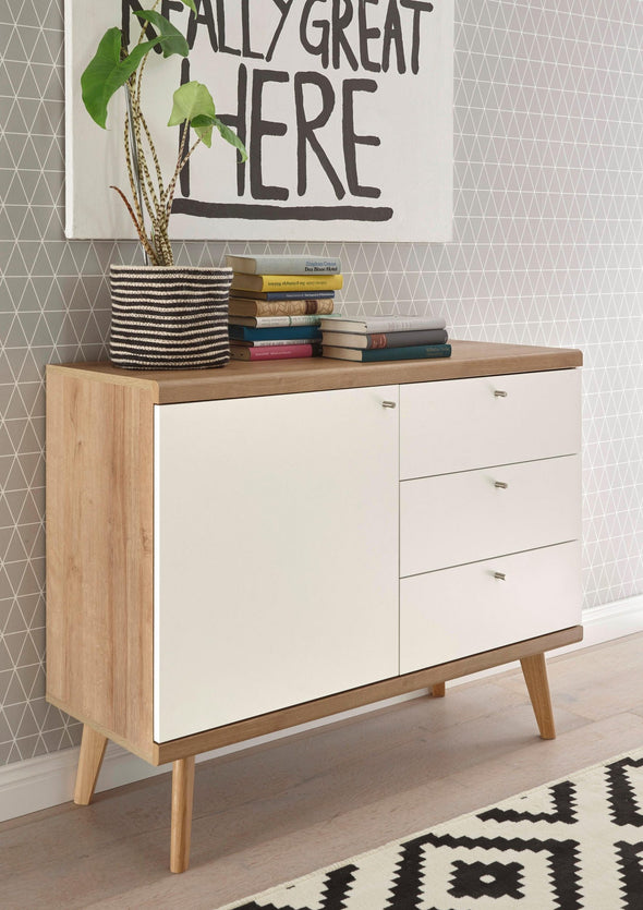 Comoda »Merle«, in design scandinav, culoare alb-stejar, latime 107 cm - LunaHome.ro