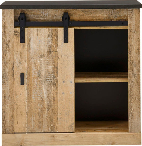 Comoda »SHERWOOD« cu aspect de lemn, usa tip hambar, lățime 93 cm - LunaHome.ro
