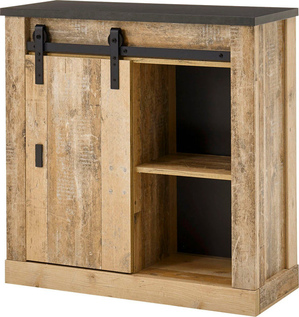 Comoda »SHERWOOD« cu aspect de lemn, usa tip hambar, lățime 93 cm - LunaHome.ro