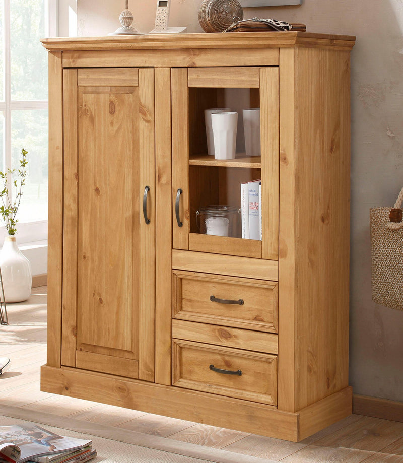 Comoda »Selma« din lemn de pin cu o usa din sticla, latime 100 cm - LunaHome.ro