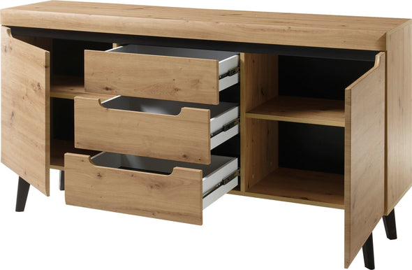 Comoda »Torge« cu design scandinav, aspect de lemn, 160 cm latime - LunaHome.ro