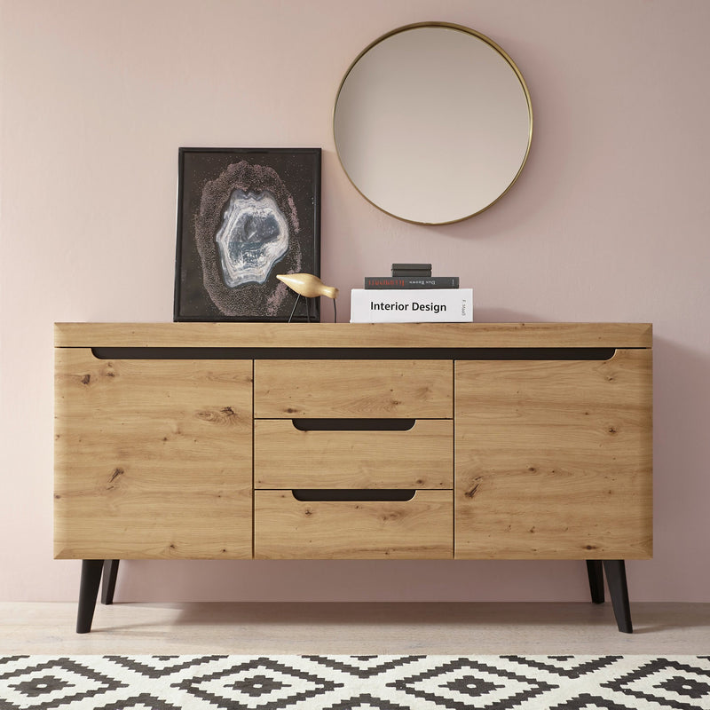 Comoda »Torge« cu design scandinav, aspect de lemn, 160 cm latime - LunaHome.ro