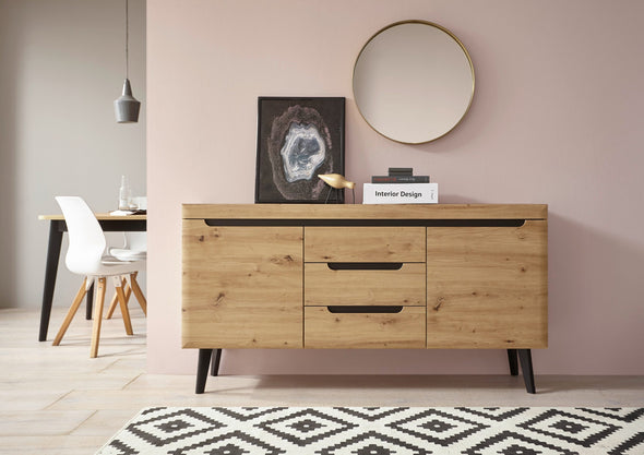 Comoda »Torge« cu design scandinav, aspect de lemn, 160 cm latime - LunaHome.ro