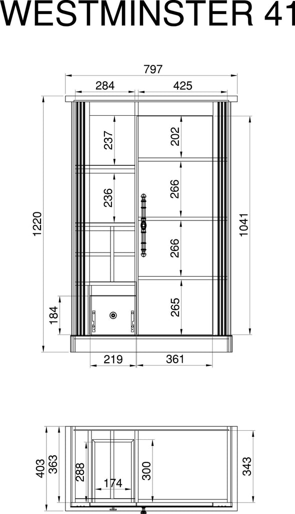 Comodă »Westminster« gri inchis din MDF, 80 cm latime - LunaHome.ro