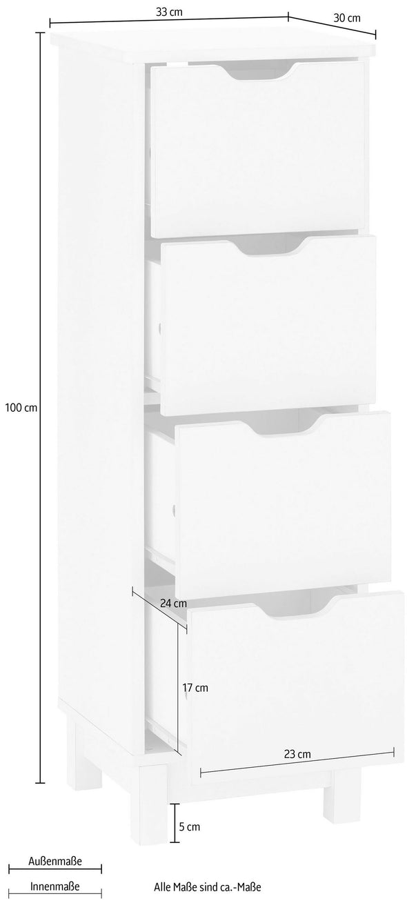 Comoda de baie »Posta« din Mdf, lățime 33 cm, înălțime 100 cm - LunaHome.ro