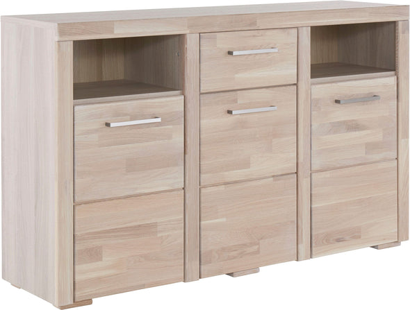Comoda inalta Woltra Falco cu fronturi din lemn de stejar, 131 cm - LunaHome.ro
