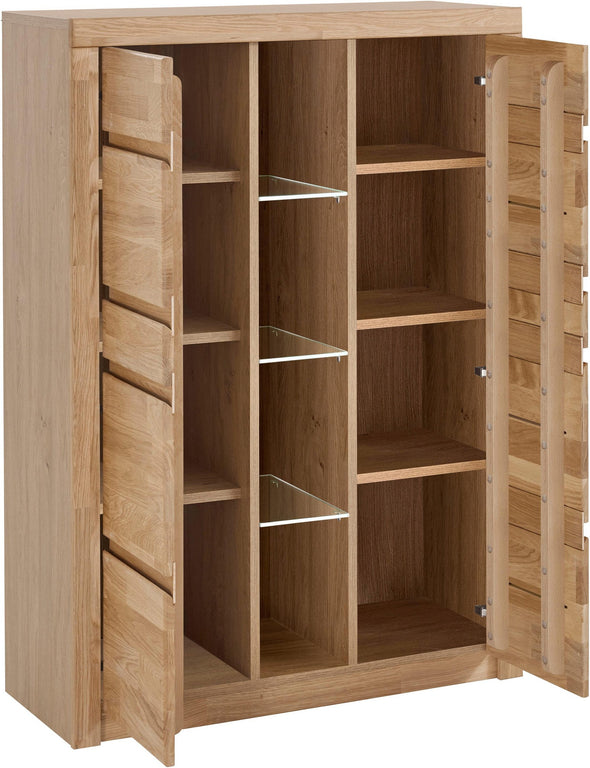 Comoda inalta Woltra Silkeborg cu fronturi din lemn de stejar, 90 cm latime - LunaHome.ro
