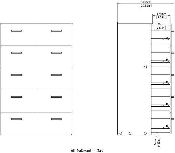 Comodă înaltă alba, design scandi modern, 74 cm latime - LunaHome.ro