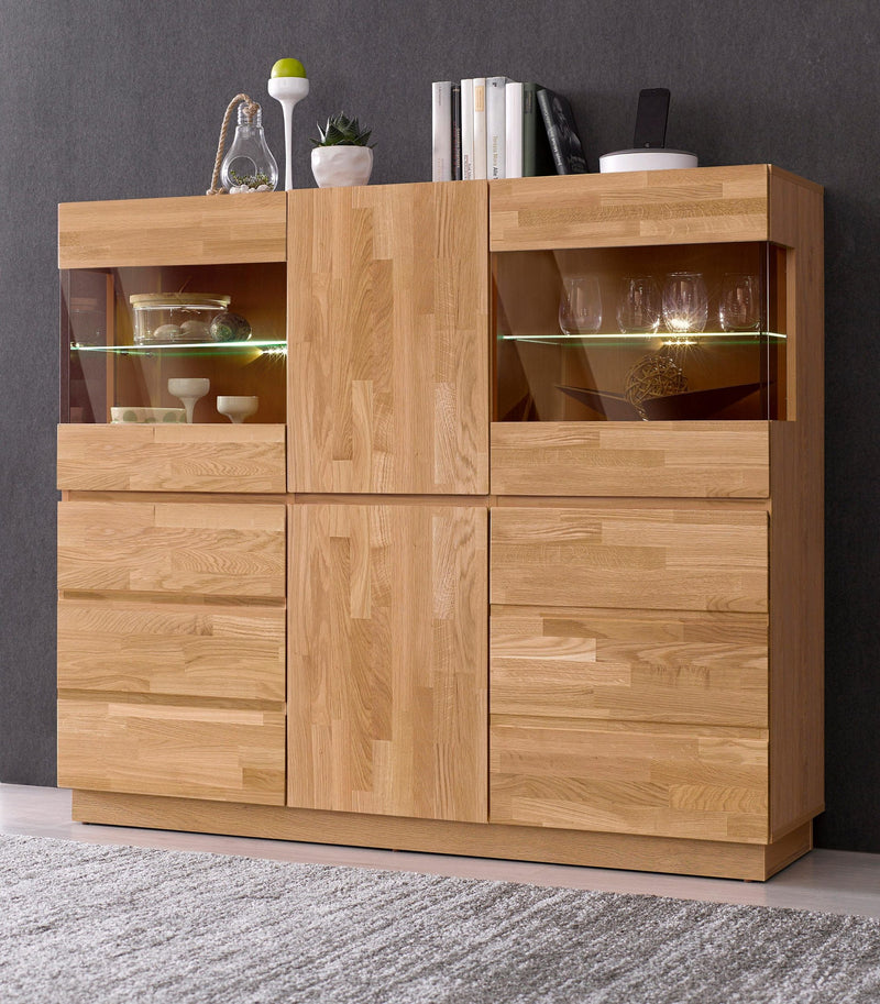 Comoda inalta Laima cu usi din stejar masiv, 140 cm - LunaHome.ro