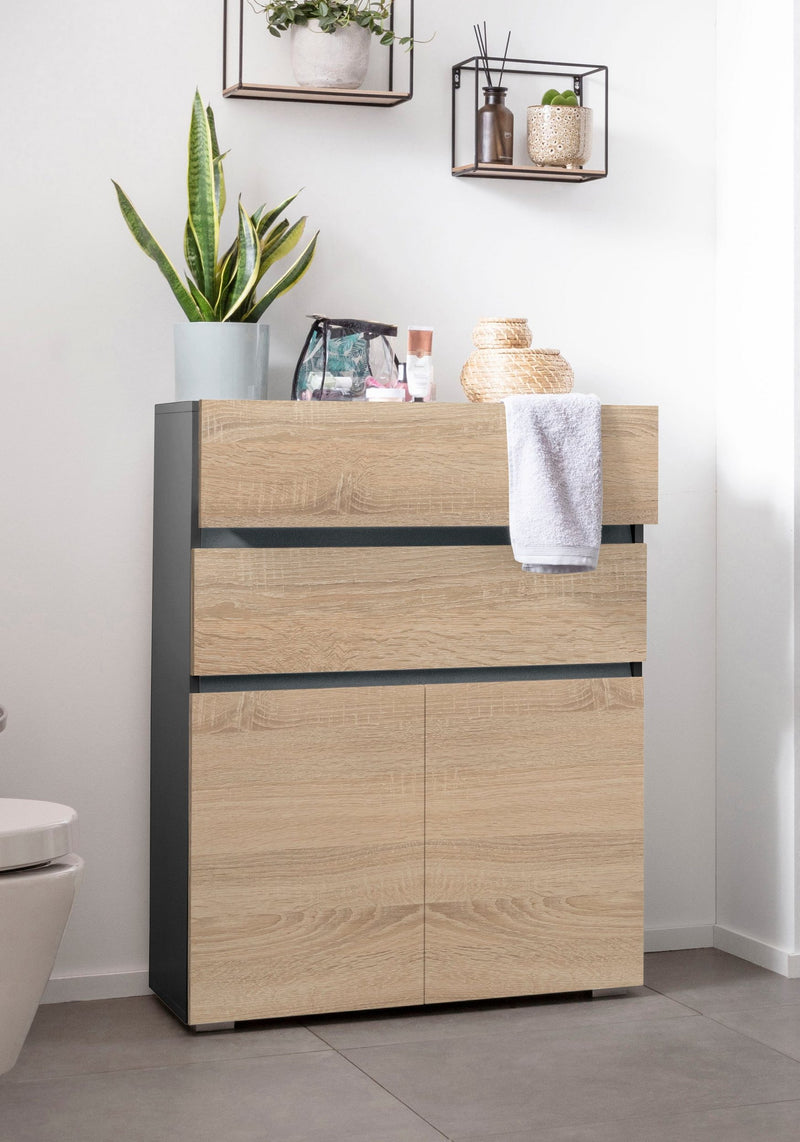 Comoda pentru baie  »Wisla« culoare stejar, înălțime 98 cm - LunaHome.ro