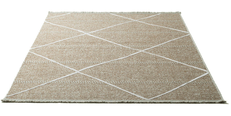 Covor Braderup din lână si vascoza, design scandi modern bej 160x230 cm - LunaHome.ro