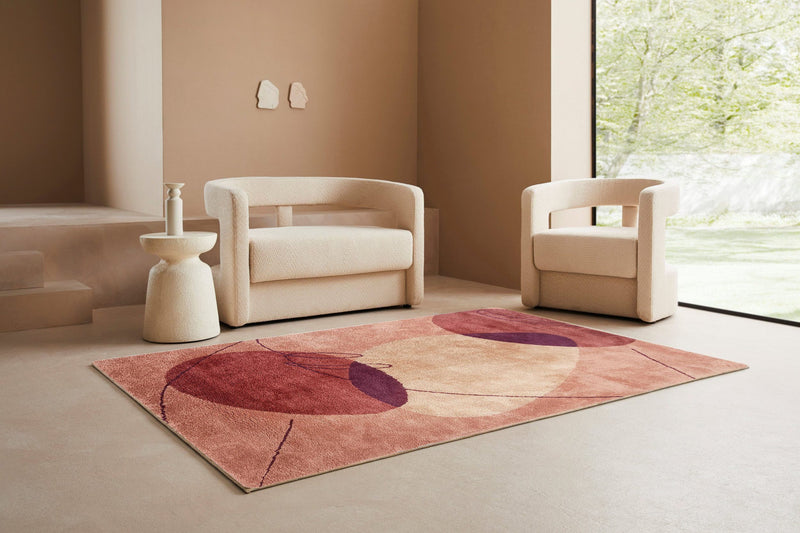 Covor Megan cu model geometric culoare mahon, 80x150 cm - LunaHome.ro