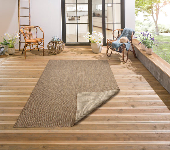 Covor Rhodos auriu potrivit pentru interior și exterior, aspect de sisal 280x390 cm - LunaHome.ro