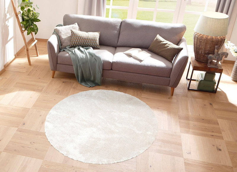 Covor Shaggy Delavita foarte moale si pufos, alb 190 cm diametru - LunaHome.ro
