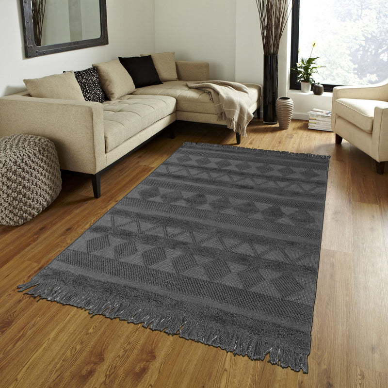 Covor »Amke« din lână si bumbac in stil boho, lucrat manual - LunaHome.ro