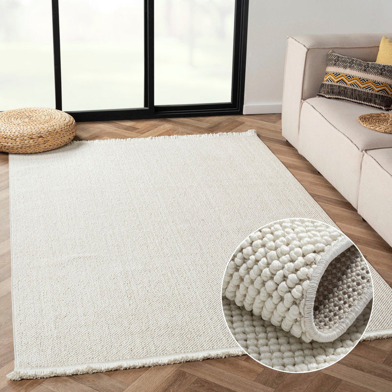 Covor »Ava« cu aspect de sisal, model cu noduri, alb - LunaHome.ro