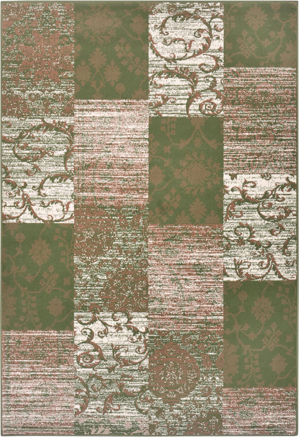 Covor »Bloques« cu design mozaic, rezistent, crem-verde, 120x170 cm - LunaHome.ro