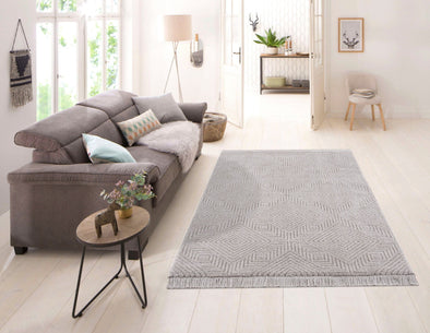 Covor »Duchesse« design grafic, boho cu franjuri gri, 160x230 cm - LunaHome.ro