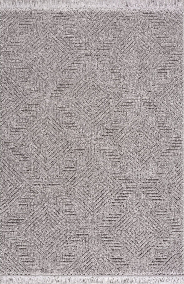 Covor »Duchesse« design grafic, boho cu franjuri gri, 160x230 cm - LunaHome.ro