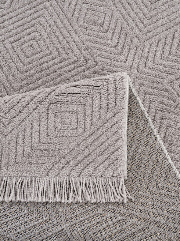 Covor »Duchesse« design grafic, boho cu franjuri gri, 160x230 cm - LunaHome.ro