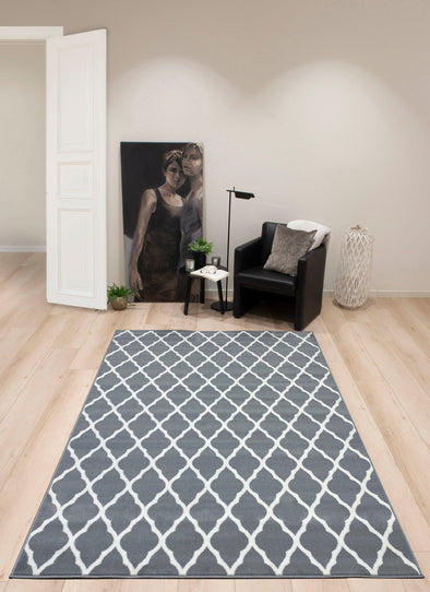 Covor »Elliota« cu fire scurte, design grafic, gri 160x230 cm - LunaHome.ro