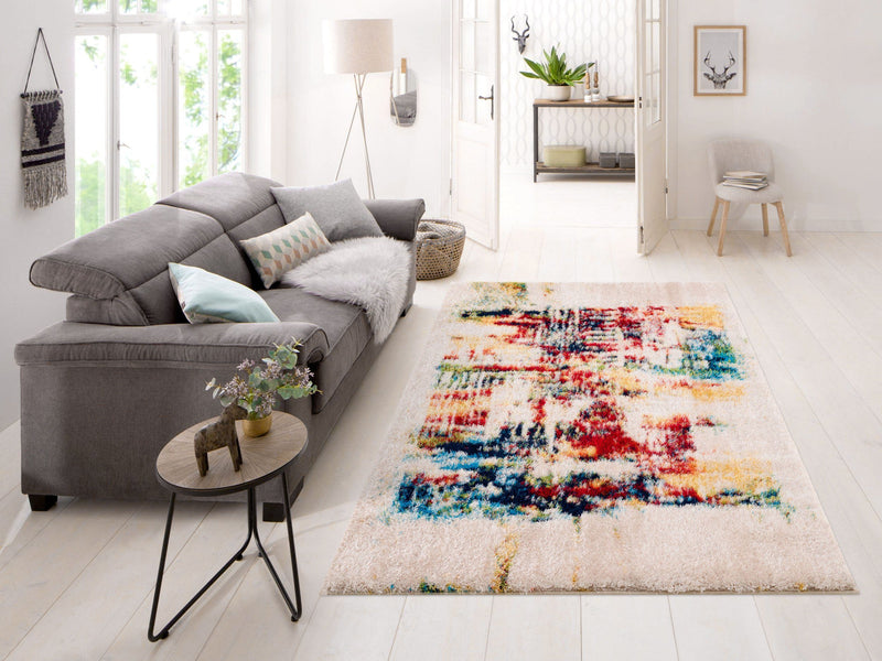 Covor „Hennes“ gros si pufos cu model colorat, 80x150 cm - LunaHome.ro