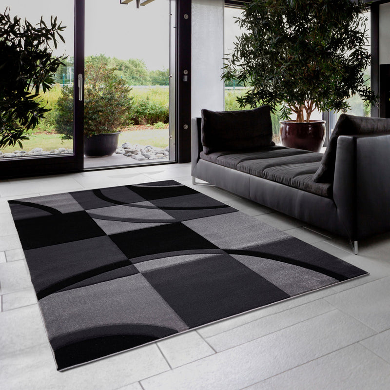 Covor »Josias« cu model geometric 3D, gri cu negru 120x180 cm - LunaHome.ro