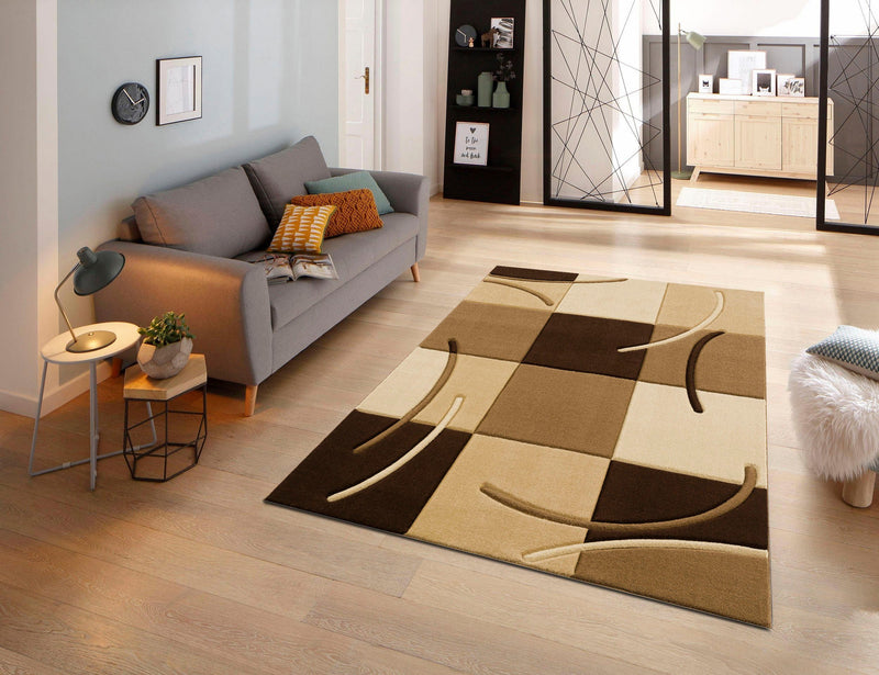 Covor »Kjer« cu model geometric 3D maro, 160x230 cm - LunaHome.ro