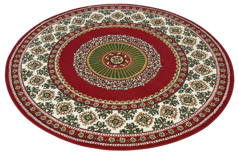 Covor »Shari« rotund, înălțime 7 mm, decor oriental, fir scurt, moale, 140 cm - LunaHome.ro