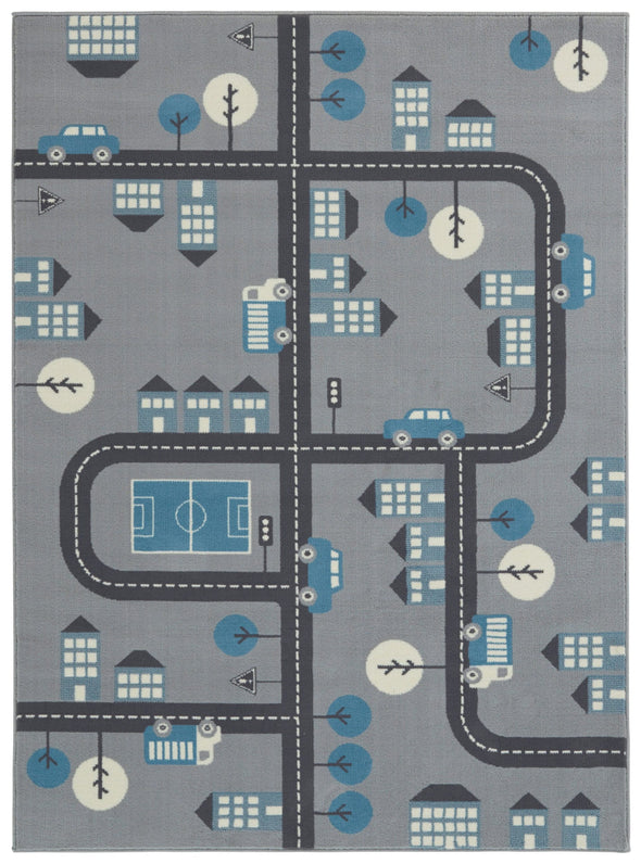 Covor »Town« pentru joaca, fonoabsorbant, albastru cu gri, 160x220 cm - LunaHome.ro