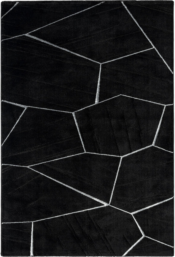 Covor »Waben«, cu model geometric, negru cu argintiu - LunaHome.ro