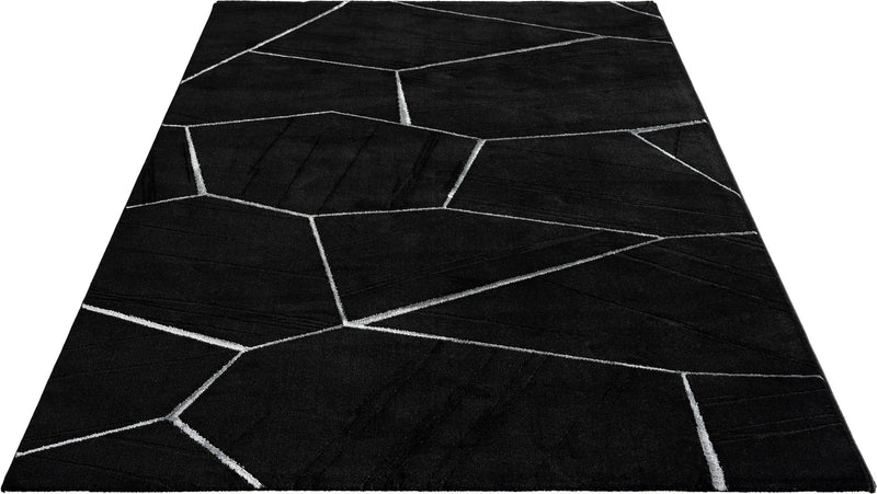 Covor »Waben«, cu model geometric, negru cu argintiu - LunaHome.ro