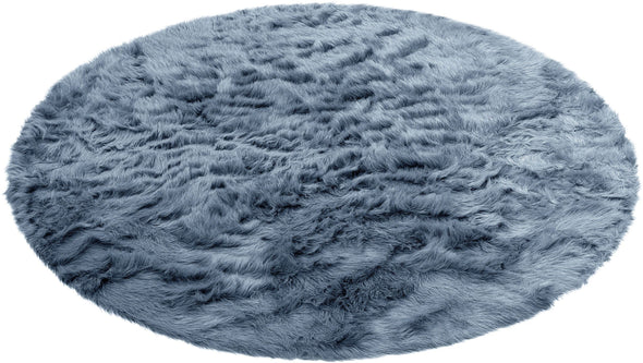 Covor de blană »Valeria« rotund foarte moale si pufos, albastru, 90 cm - LunaHome.ro